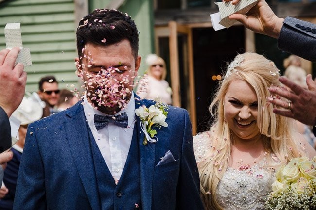 Confetti shot by Suffolk wedding photographer